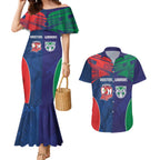 Custom Warriors-Roosters Couples Matching Mermaid Dress and Hawaiian Shirt Together Sporty Style