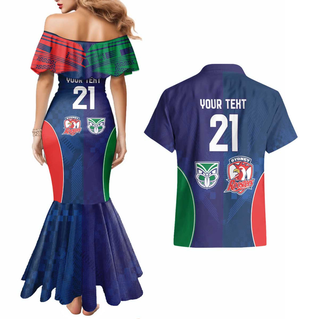 Custom Warriors-Roosters Couples Matching Mermaid Dress and Hawaiian Shirt Together Sporty Style
