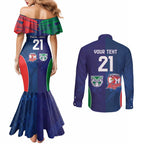 Custom Warriors-Roosters Couples Matching Mermaid Dress and Long Sleeve Button Shirt Together Sporty Style