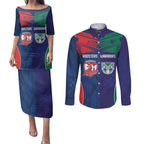 Custom Warriors-Roosters Couples Matching Puletasi and Long Sleeve Button Shirt Together Sporty Style