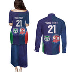 Custom Warriors-Roosters Couples Matching Puletasi and Long Sleeve Button Shirt Together Sporty Style