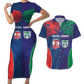 Custom Warriors-Roosters Couples Matching Short Sleeve Bodycon Dress and Hawaiian Shirt Together Sporty Style