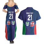 Custom Warriors-Roosters Couples Matching Summer Maxi Dress and Hawaiian Shirt Together Sporty Style