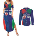 Custom Warriors-Roosters Couples Matching Summer Maxi Dress and Long Sleeve Button Shirt Together Sporty Style