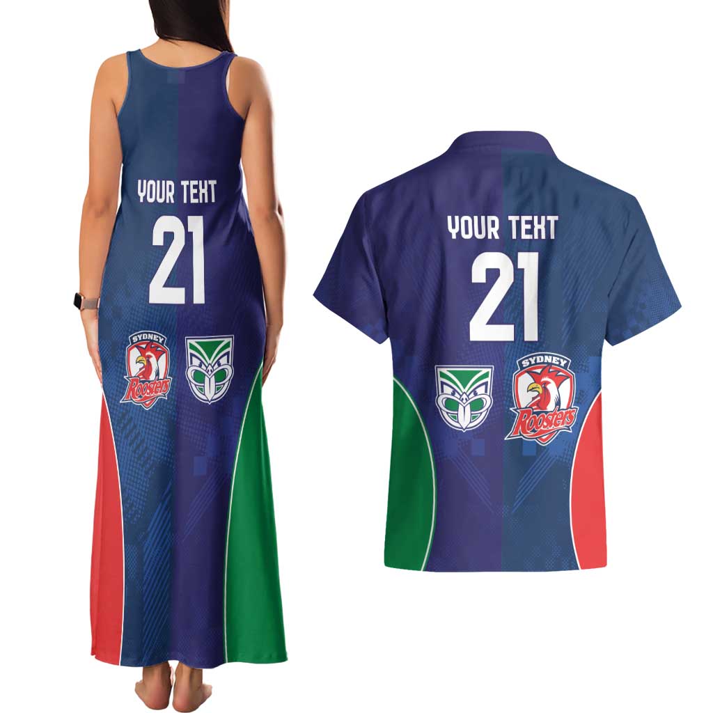 Custom Warriors-Roosters Couples Matching Tank Maxi Dress and Hawaiian Shirt Together Sporty Style
