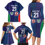 Custom Warriors-Roosters Family Matching Long Sleeve Bodycon Dress and Hawaiian Shirt Together Sporty Style