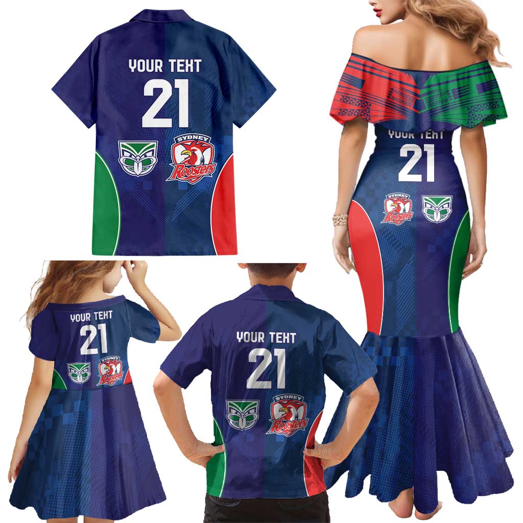 Custom Warriors-Roosters Family Matching Mermaid Dress and Hawaiian Shirt Together Sporty Style
