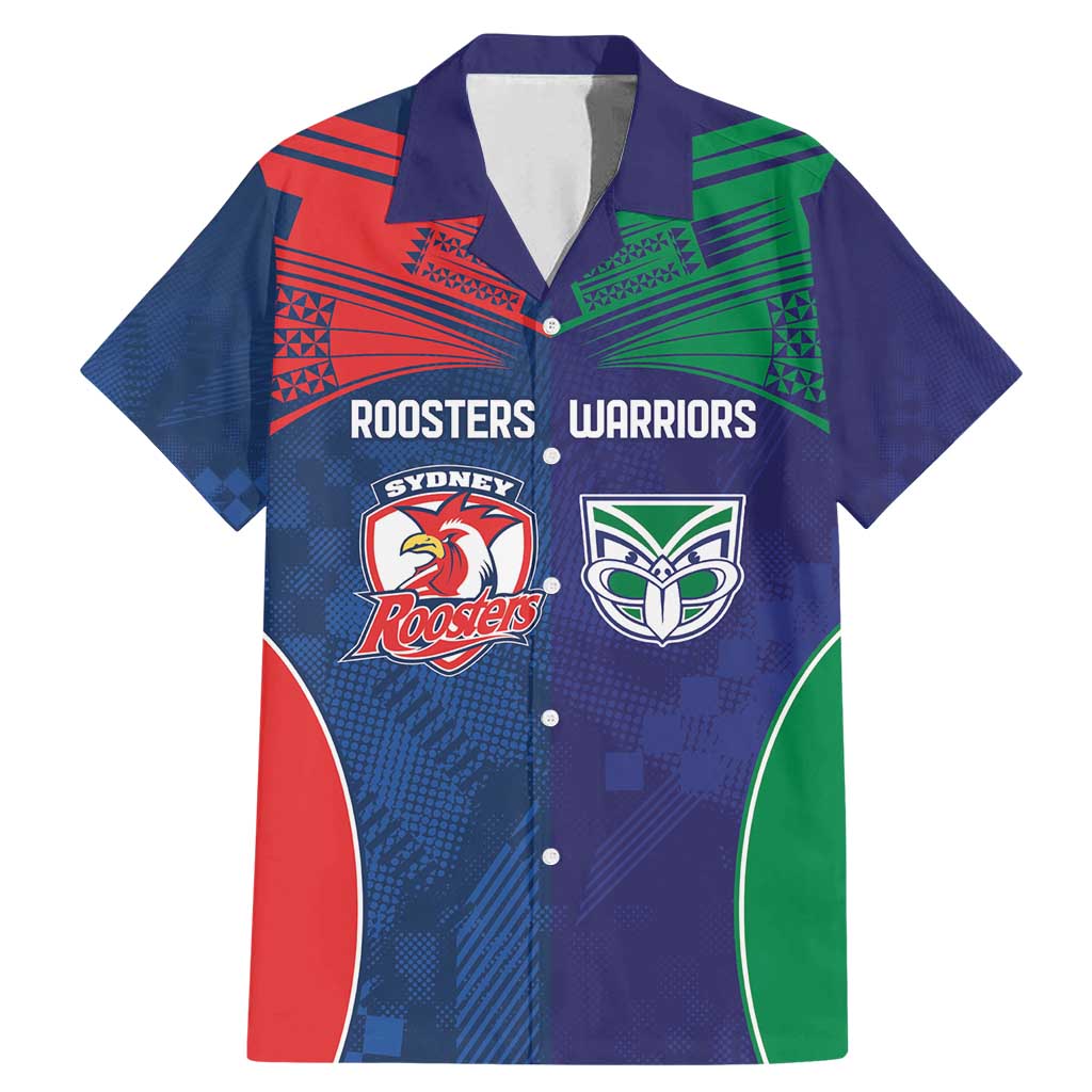 Custom Warriors-Roosters Family Matching Mermaid Dress and Hawaiian Shirt Together Sporty Style