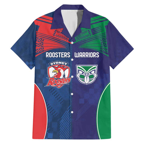 Custom Warriors-Roosters Family Matching Mermaid Dress and Hawaiian Shirt Together Sporty Style
