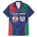 Custom Warriors-Roosters Family Matching Off The Shoulder Long Sleeve Dress and Hawaiian Shirt Together Sporty Style