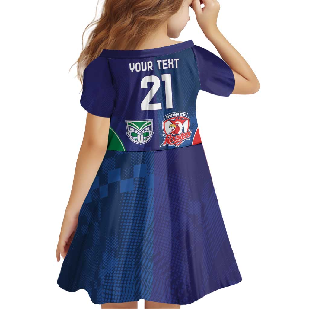 Custom Warriors-Roosters Family Matching Off Shoulder Maxi Dress and Hawaiian Shirt Together Sporty Style