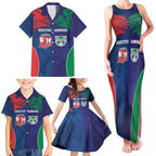 Custom Warriors-Roosters Family Matching Tank Maxi Dress and Hawaiian Shirt Together Sporty Style