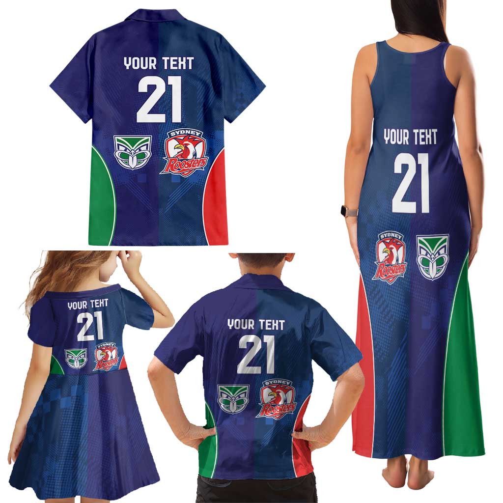 Custom Warriors-Roosters Family Matching Tank Maxi Dress and Hawaiian Shirt Together Sporty Style