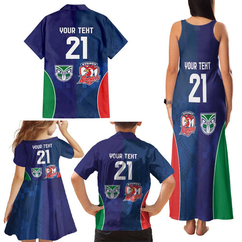 Custom Warriors-Roosters Family Matching Tank Maxi Dress and Hawaiian Shirt Together Sporty Style