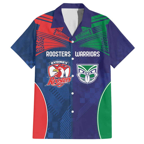 Custom Warriors-Roosters Hawaiian Shirt Together Sporty Style