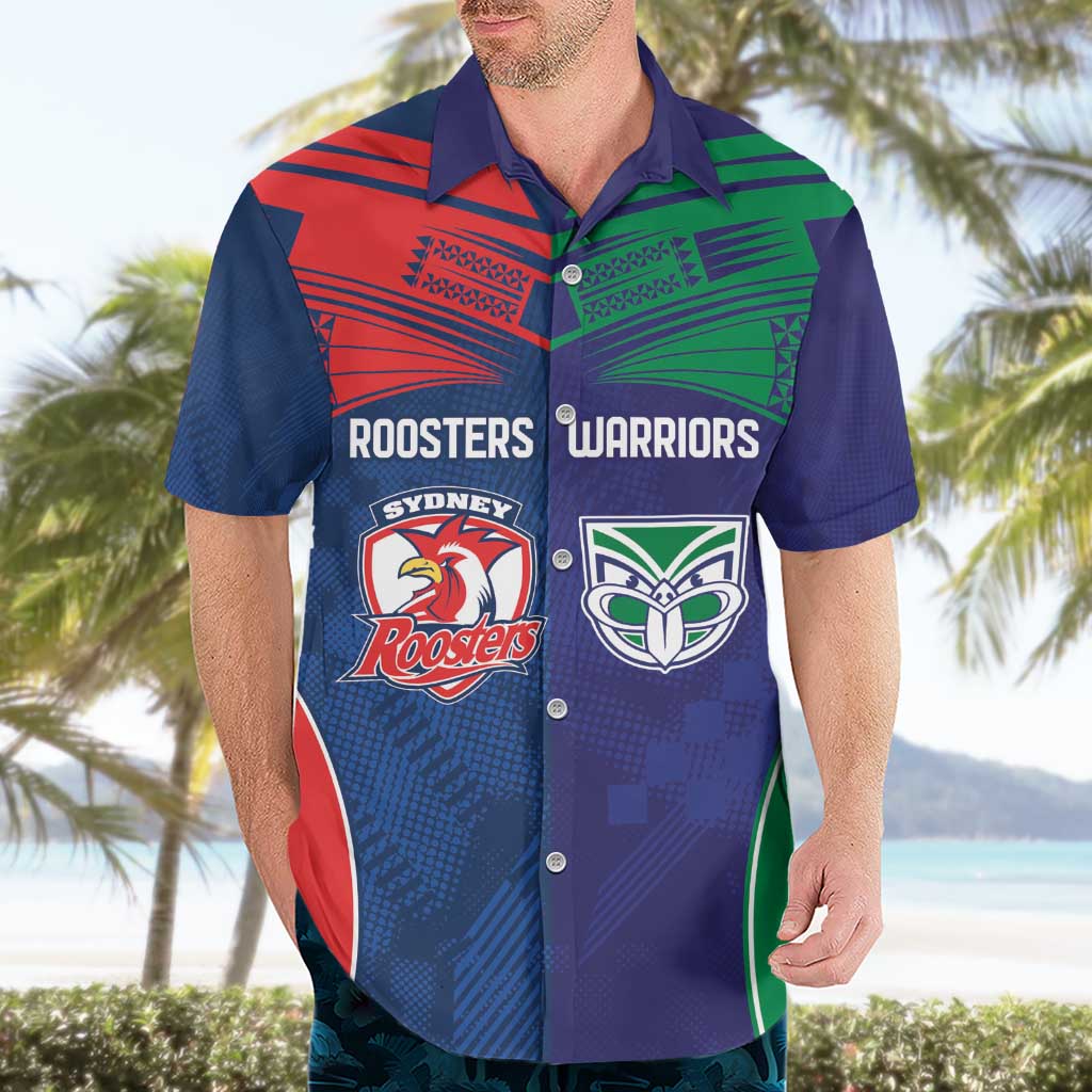 Custom Warriors-Roosters Hawaiian Shirt Together Sporty Style