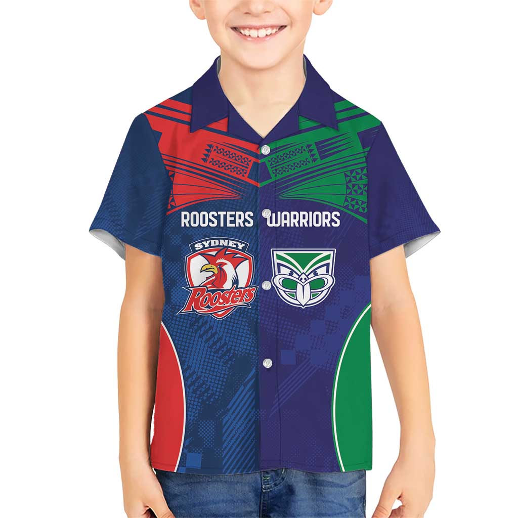 Custom Warriors-Roosters Hawaiian Shirt Together Sporty Style