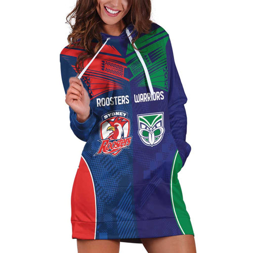 Custom Warriors-Roosters Hoodie Dress Together Sporty Style