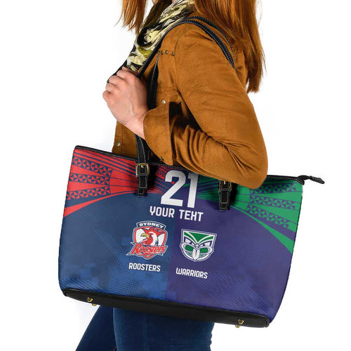 Custom Warriors-Roosters Leather Tote Bag Together Sporty Style