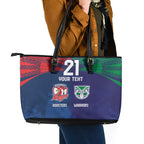 Custom Warriors-Roosters Leather Tote Bag Together Sporty Style