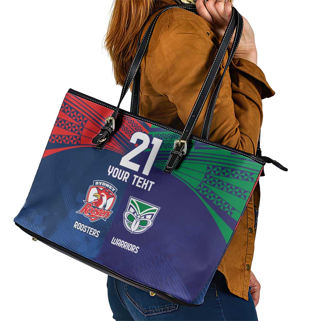 Custom Warriors-Roosters Leather Tote Bag Together Sporty Style