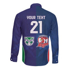 Custom Warriors-Roosters Long Sleeve Button Shirt Together Sporty Style