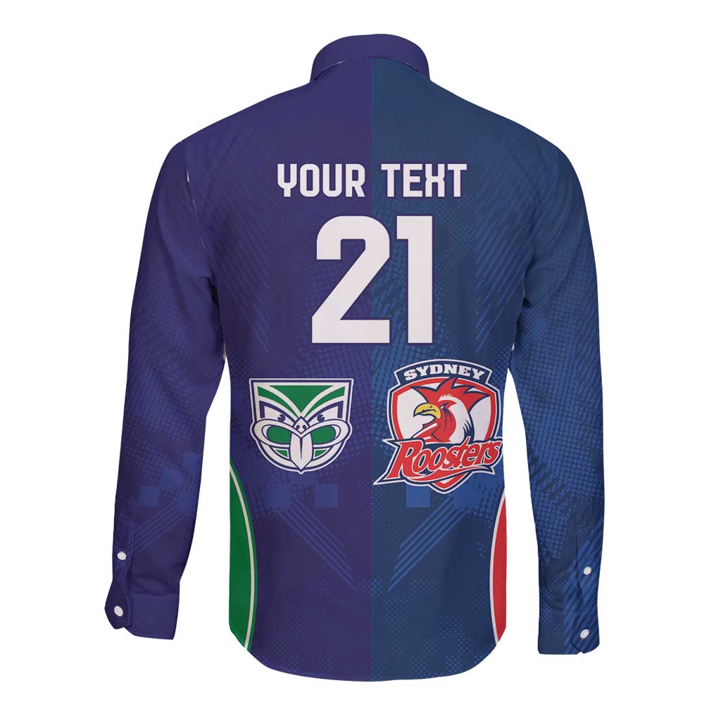 Custom Warriors-Roosters Long Sleeve Button Shirt Together Sporty Style