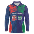 Custom Warriors-Roosters Long Sleeve Polo Shirt Together Sporty Style