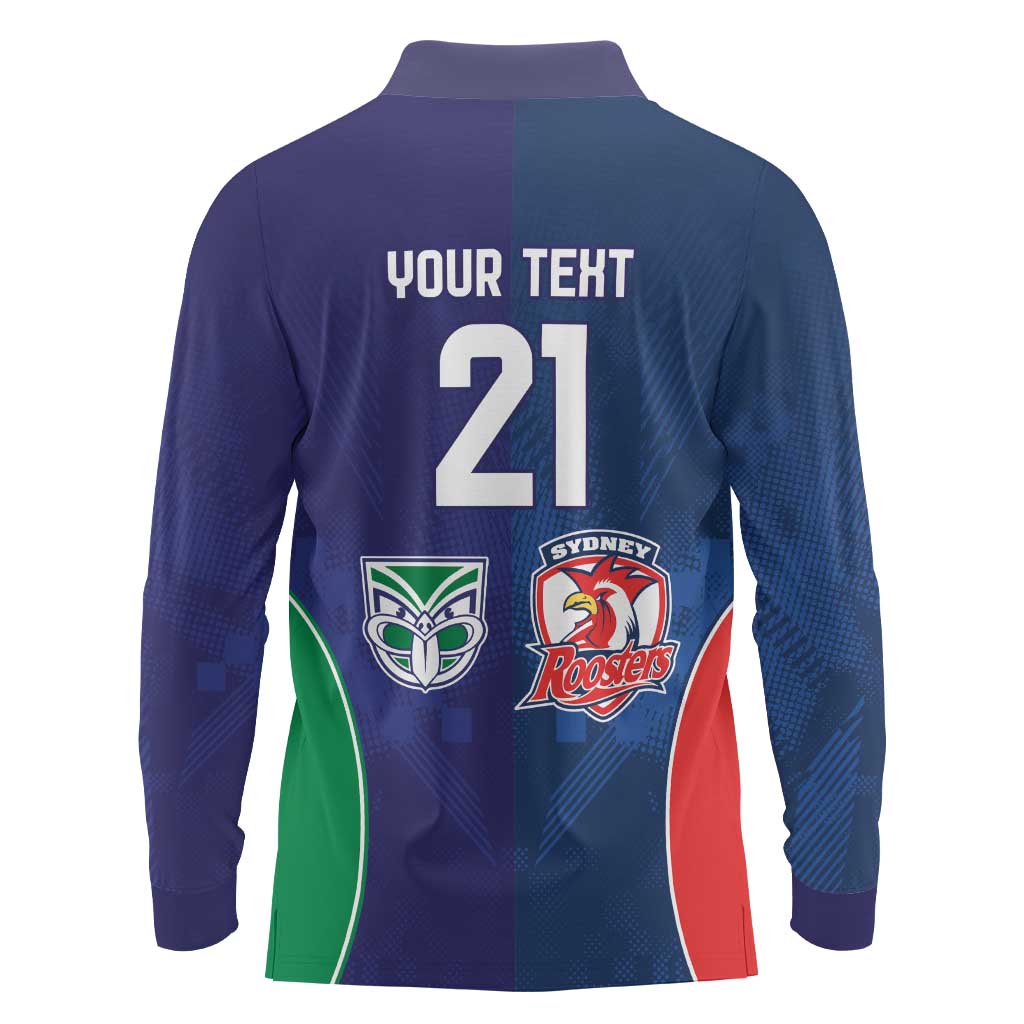 Custom Warriors-Roosters Long Sleeve Polo Shirt Together Sporty Style