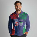 Custom Warriors-Roosters Long Sleeve Polo Shirt Together Sporty Style