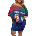 Custom Warriors-Roosters Off Shoulder Short Dress Together Sporty Style
