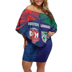 Custom Warriors-Roosters Off Shoulder Short Dress Together Sporty Style
