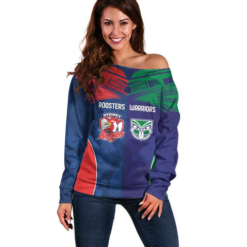 Custom Warriors-Roosters Off Shoulder Sweater Together Sporty Style