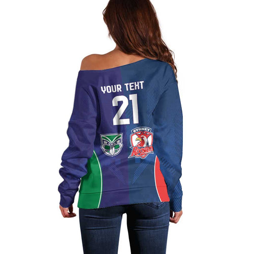 Custom Warriors-Roosters Off Shoulder Sweater Together Sporty Style