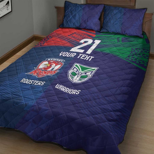 Custom Warriors-Roosters Quilt Bed Set Together Sporty Style