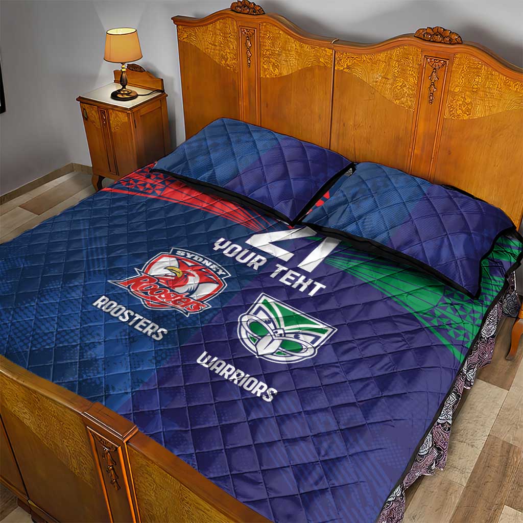Custom Warriors-Roosters Quilt Bed Set Together Sporty Style