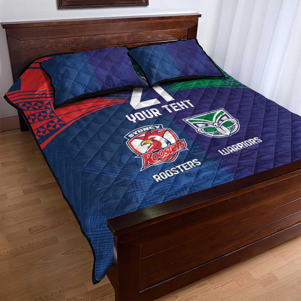 Custom Warriors-Roosters Quilt Bed Set Together Sporty Style