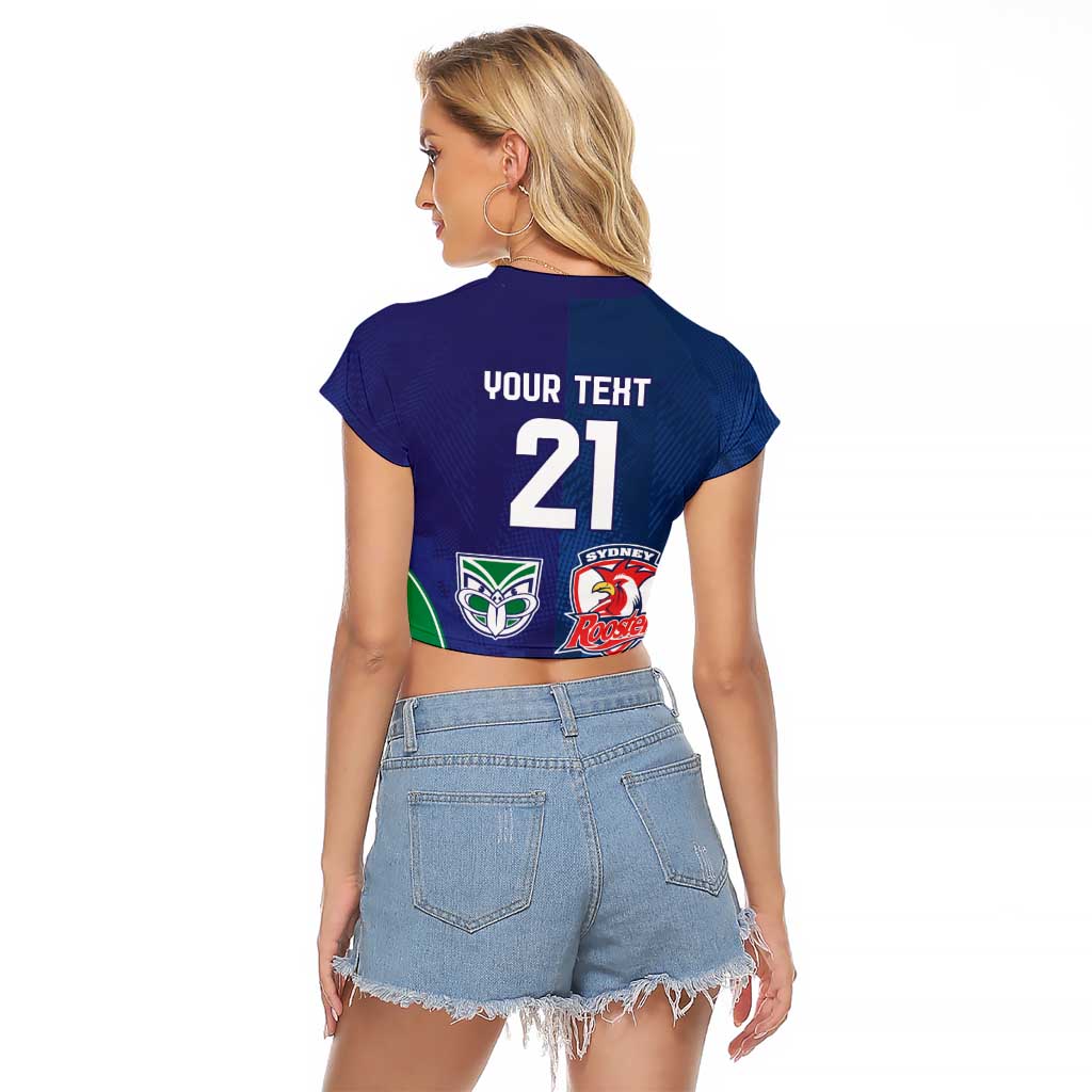 Custom Warriors-Roosters Raglan Cropped T Shirt Together Sporty Style