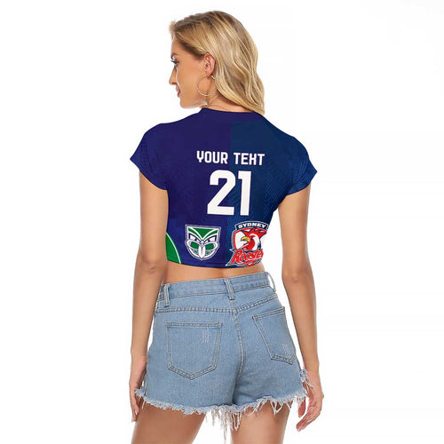 Custom Warriors-Roosters Raglan Cropped T Shirt Together Sporty Style