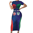 Custom Warriors-Roosters Short Sleeve Bodycon Dress Together Sporty Style