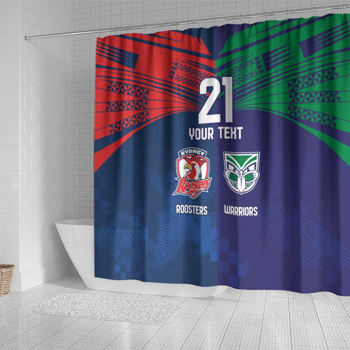 Custom Warriors-Roosters Shower Curtain Together Sporty Style