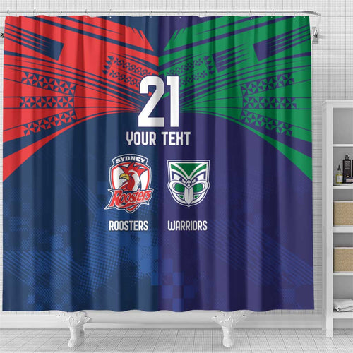 Custom Warriors-Roosters Shower Curtain Together Sporty Style
