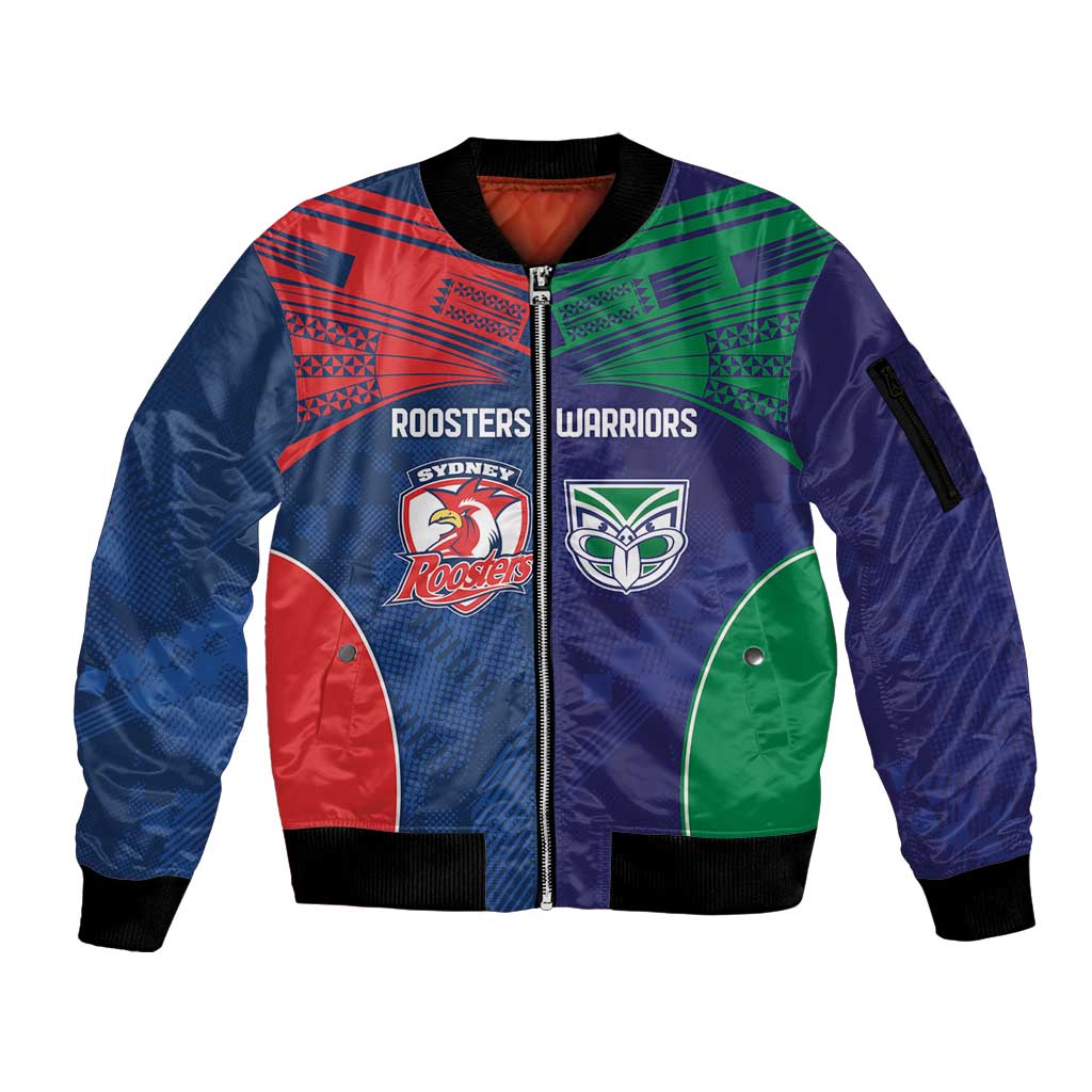 Custom Warriors-Roosters Sleeve Zip Bomber Jacket Together Sporty Style