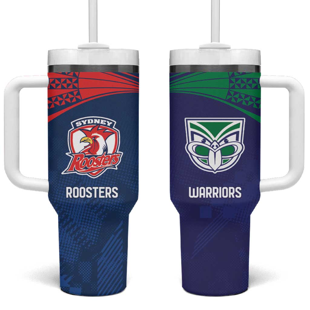 Custom Warriors-Roosters Tumbler With Handle Together Sporty Style