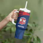 Custom Warriors-Roosters Tumbler With Handle Together Sporty Style