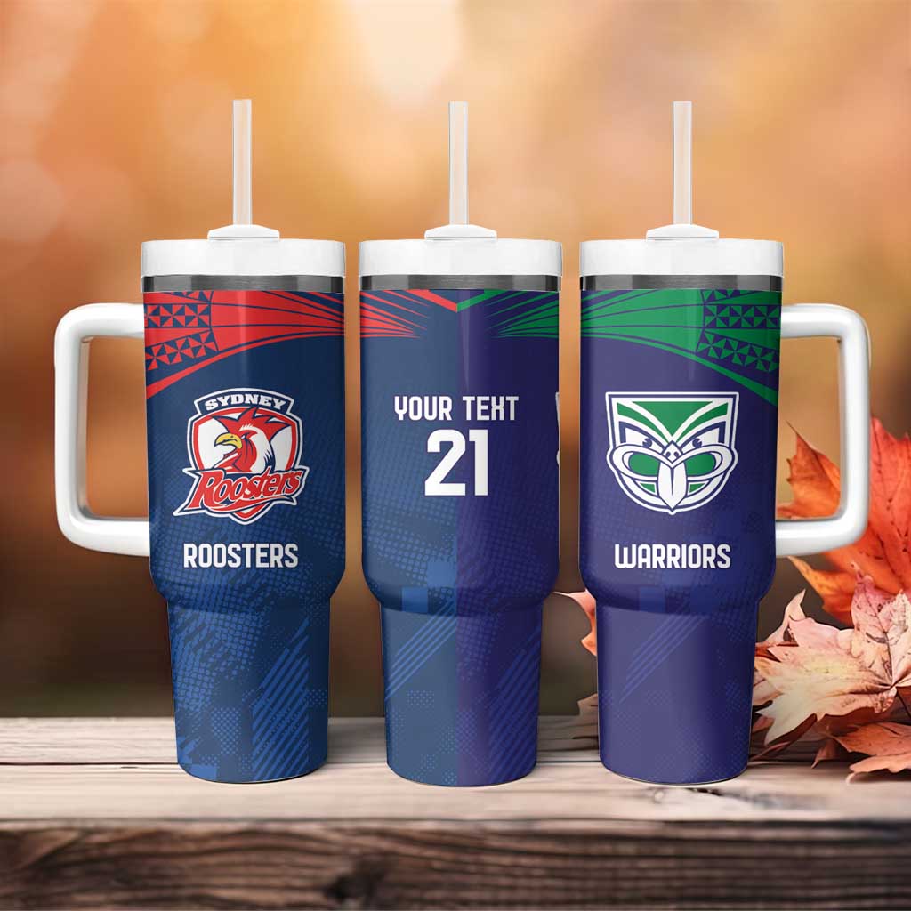 Custom Warriors-Roosters Tumbler With Handle Together Sporty Style
