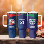 Custom Warriors-Roosters Tumbler With Handle Together Sporty Style