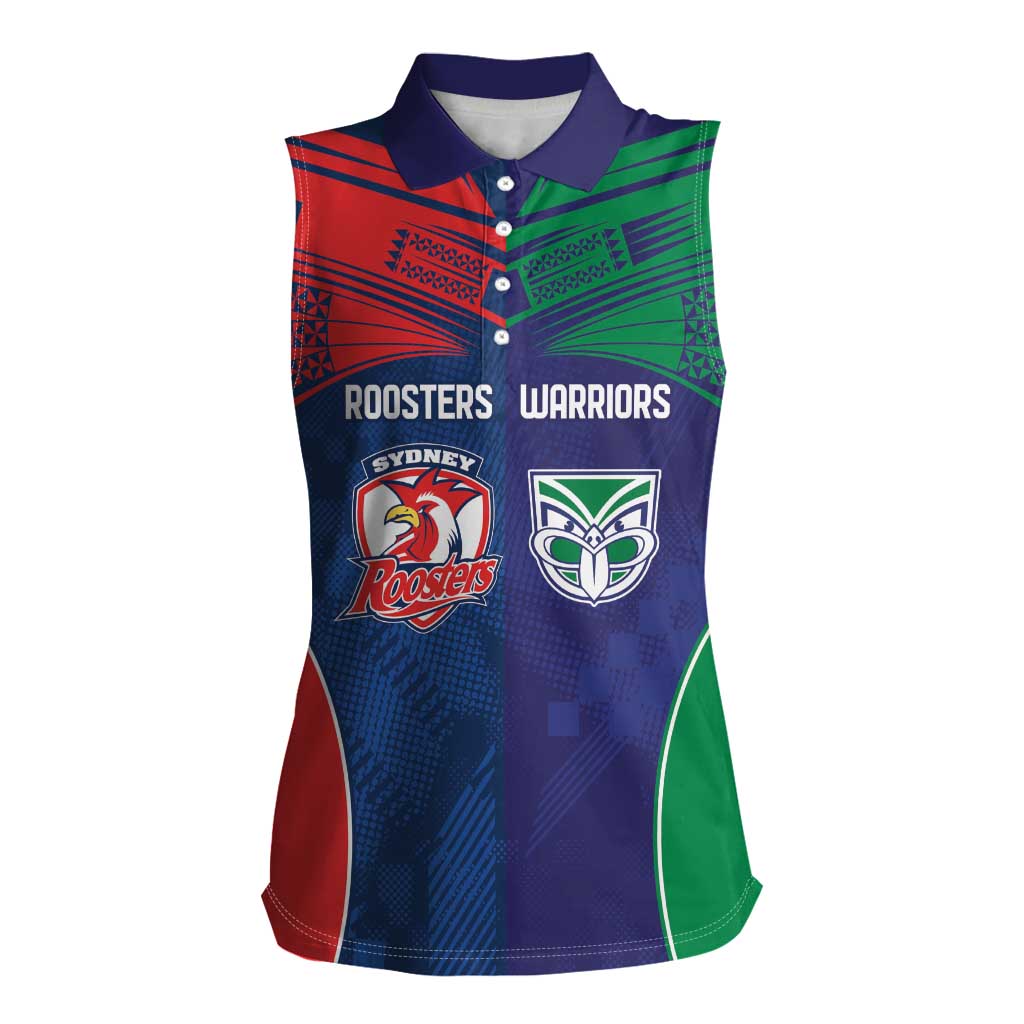 Custom Warriors-Roosters Women Sleeveless Polo Shirt Together Sporty Style