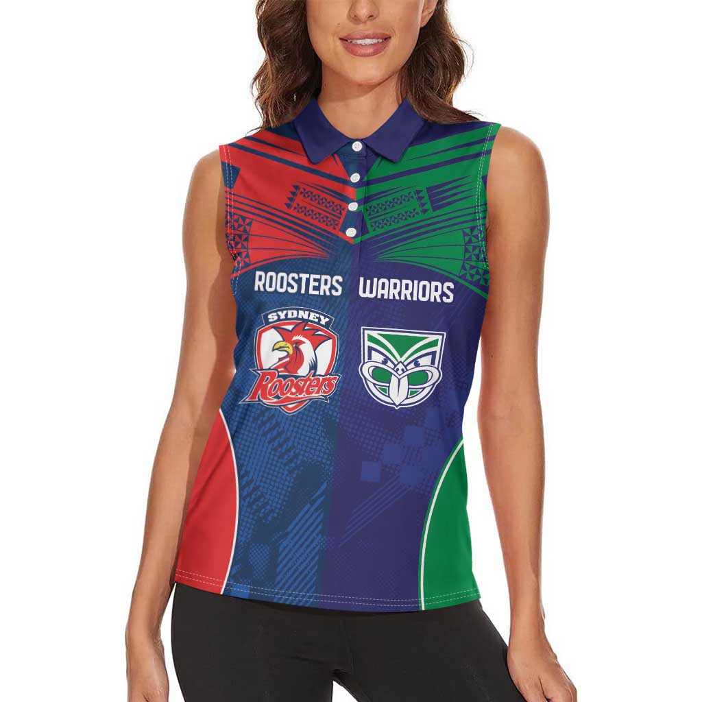 Custom Warriors-Roosters Women Sleeveless Polo Shirt Together Sporty Style