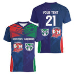 Custom Warriors-Roosters Women V-Neck T-Shirt Together Sporty Style